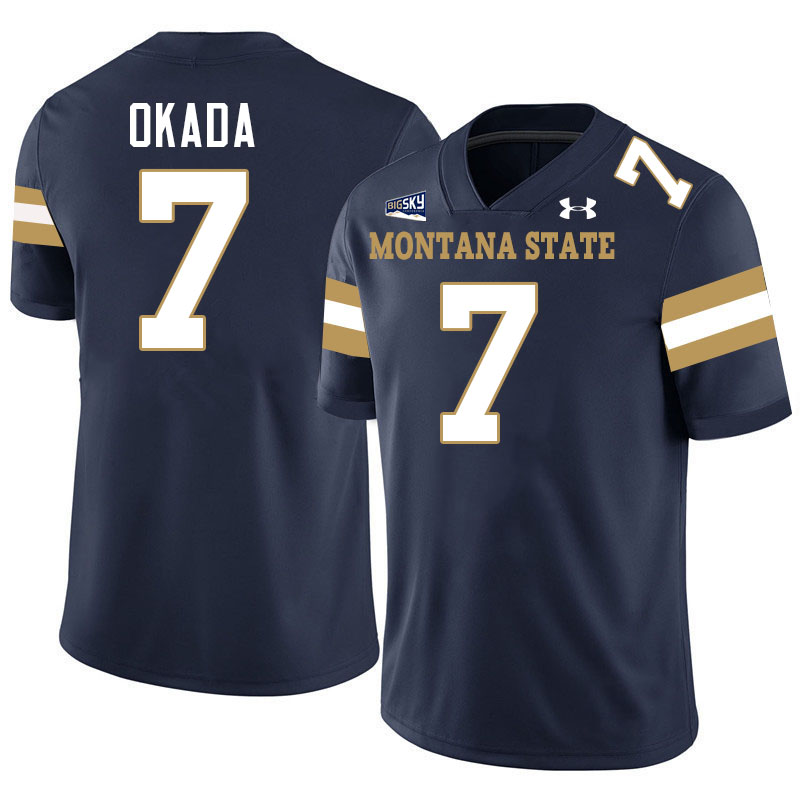 Montana State Bobcats #7 Ty Okada College Football Jerseys,Uniforms Stitched-Navy